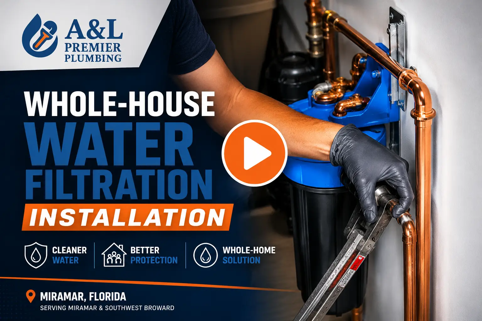Whole house water filtration installation by A&L Premier Plumbing
